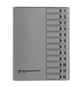 Ordnungsmappe 83800GR, 1-12, grau, A4, 12 F&auml;cher