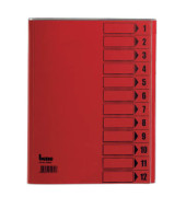 Ordnungsmappe - 84800RT, 1-12, intensivrot, Din A4, 12 F&auml;cher