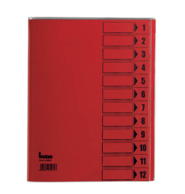 Ordnungsmappe - 84800RT, 1-12, intensivrot, Din A4, 12 F&auml;cher