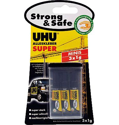 Alleskleber Super Strong & Safe MINIS 3x1g/44305 Blisterkarte.