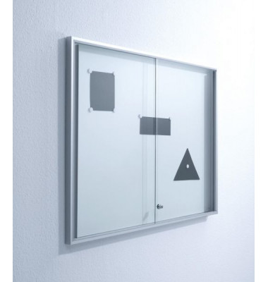 Schaukasten Index V7 18 x A4 Metallrückwand weiß, silber magnetisch