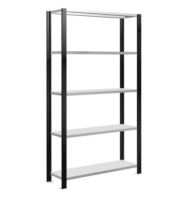 Grundsteckregal 100,0 x 30,0 x 180,0 cm schwarz 5 Fachböden