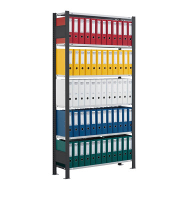 Grundsteckregal 100,0 x 30,0 x 200,0 cm schwarz 6 Fachböden