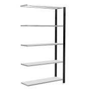 Anbau-Steckregal 100,0 x 30,0 x 180,0 cm schwarz 5 Fachböden