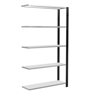 Anbau-Steckregal 100,0 x 30,0 x 180,0 cm schwarz 5 Fachböden