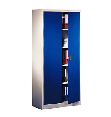 Aktenschrank 9260-000, Stahl abschließbar, 5 OH, 93 x 195 x 40 cm, blau/lichtgrau