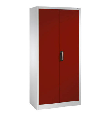 Aktenschrank 9260-000, Stahl abschließbar, 5 OH, 93 x 195 x 40 cm, rot/lichtgrau