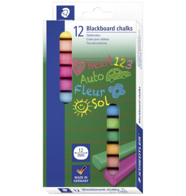 Tafelkreide 2360 farbig sortiert eckig 13x13x90mm 12 St&uuml;ck