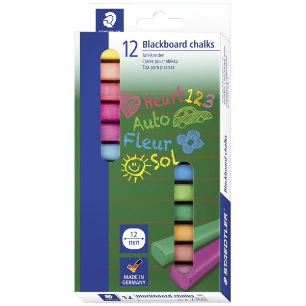 Staedtler Tafelkreide 2360 12er Etui farbig sortiert rund 13x90mm 4006608204327 Staedtler 12 Stück