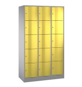 Schließfachschrank Resisto 8570-372, Metall, 3 Abteile mit 15 Fächern, abschließbar, 115x195cm (BxH), gelb