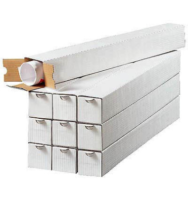 Versandhülse 419275 weiß, bis DIN A0, innen 1110x75x75mm, viereckig, Wellpappe 1-wellig Versandhülse 419275 weiß, bis DIN A0, innen 1110x75x75mm, viereckig, Wellpappe 1-wellig