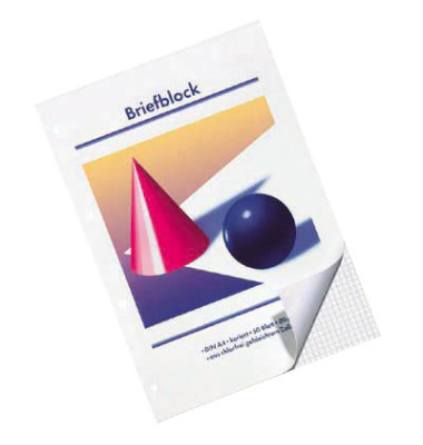 Briefblock 26007 Kugel und Kegel gelocht, Kugel und Kegel, Lineatur 28 / kariert, A4, 80g, weiß, 50 Blatt