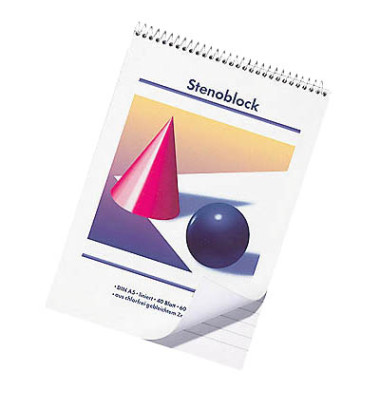 Stenoblock 26072 Kugel und Kegel, Kugel und Kegel, liniert, A5, 60g, weiß, 40 Blatt