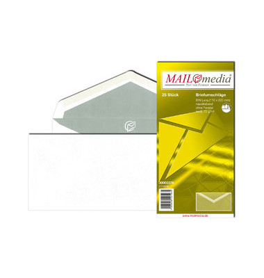 Briefumschlag Briefumschlag 30002376, Din Lang, ohne Fenster, nassklebend, 75g, weiß