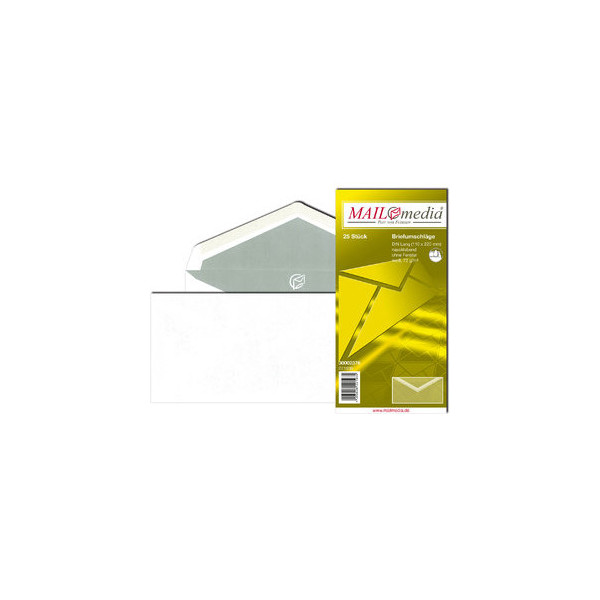 MailMedia Briefumschlag Briefumschlag 30002376, Din Lang, ohne Fenster, nassklebend, 75g, weiß 4003928221935 MailMedia 25 Stück