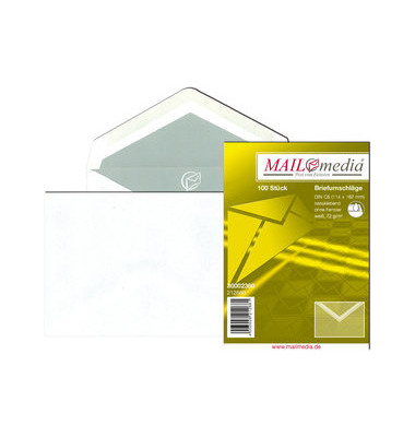 Briefumschlag 30002360, C6, ohne Fenster, nassklebend, 70g, weiß
