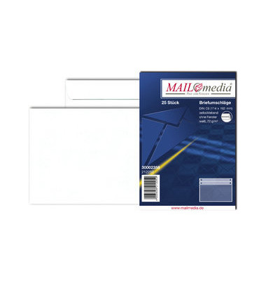 Briefumschlag 30002358, C6, ohne Fenster, selbstklebend, 72g, weiß