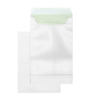 Faltentaschen Securitex C4 ohne Fenster 50mm Falte haftklebend 130g weiß