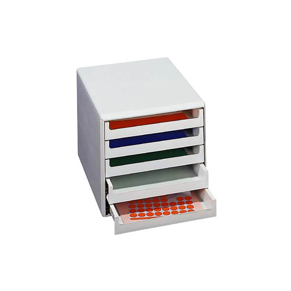 4011001093058 - Schubladenbox 30050909 lichtgrau lichtgrau 5 Schubladen offen 4011001093058 M und M