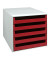 Schubladenbox 30050906 lichtgrau/rot 5 Schubladen offen