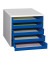 Schubladenbox 30050911 lichtgrau/blau 5 Schubladen offen