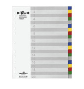 Kunststoffregister 675927, 20-teilig blanko, A4+, 120µm, farbige Taben, 20-teilig