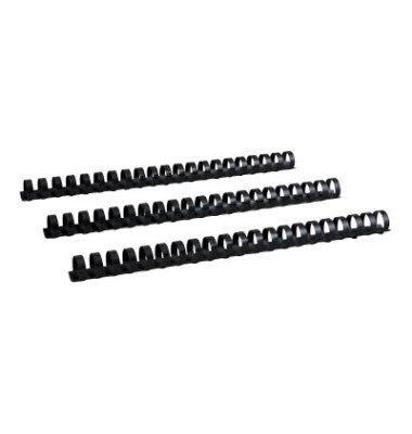 Plastikbinderücken 17190121 schwarz US-Teilung 21 Ringe auf A4 160 Blatt 19mm 50 Stück