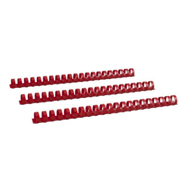 Plastikbinderücken 17190221 rot US-Teilung 21 Ringe auf A4 19mm