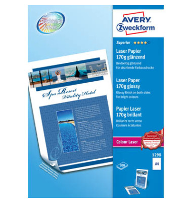 Fotopapier Plus Semigloss 1298, A4, für Laser, 170g weiß glänzend beidseitig bedruckbar