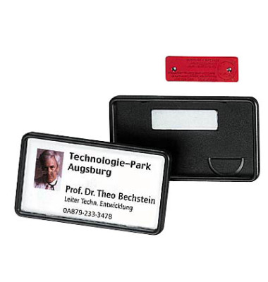 Namensschilder Clip-Card mit Magnet schwarz