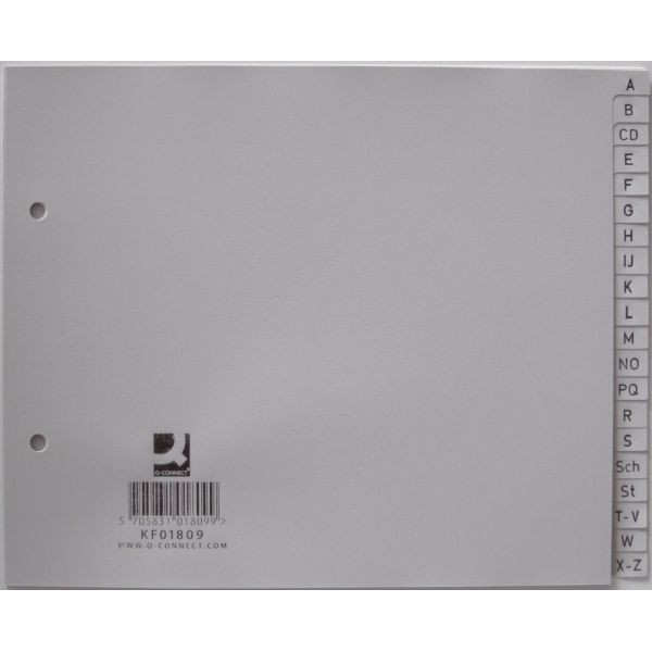Q-connect Kunststoffregister KF01809, A bis Z, A4 halbe Höhe, 120µm, graue Taben, 20-teilig 5705831018099 Q-connect