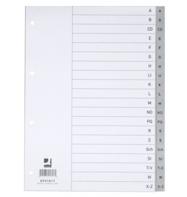 Kunststoffregister KF01817, A bis Z, A4, 120&micro;m, graue Taben, 20-teilig
