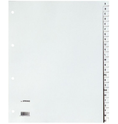 Kunststoffregister KF01843, A bis Z 24-teilig, A4+, 120µm, graue Taben, 24-teilig