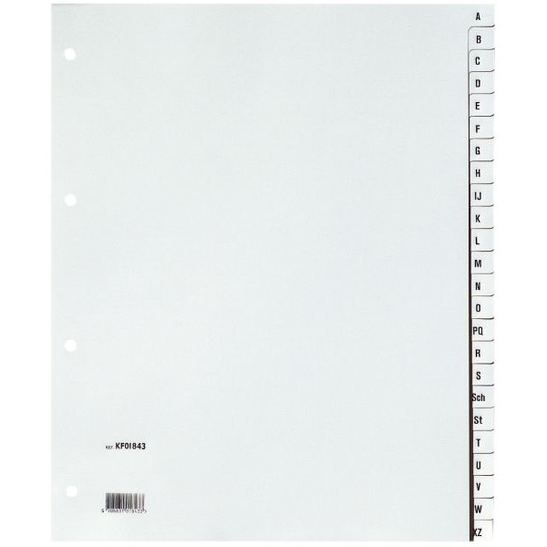 Q-connect Kunststoffregister KF01843, A bis Z, A4+, 120µm, graue Taben, 24-teilig 5705831018433 Q-connect