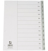 Kunststoffregister KF01819, Jan bis Dez, A4, 120µm, graue Taben, 12-teilig