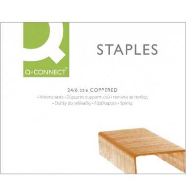 Heftklammern 24/6, KF01279, Stahldraht verkupfert, Heftleistung 2-30 Blatt max.
