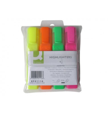 Textmarker-Set KF01116, Etui (4 #), farbig sortiert (gelb/rosa/orange/gr&uuml;n), 2-5mm Keilspitze