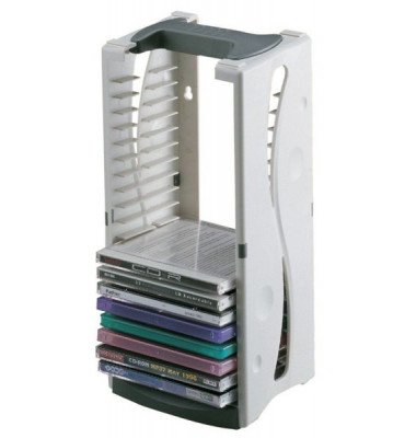 CD-Turm Kunststoff grau für 20CDs