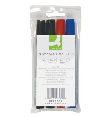 Permanentmarker-Set KF26089, Packung, 3-farbig sortiert, 2-5mm Keilspitze