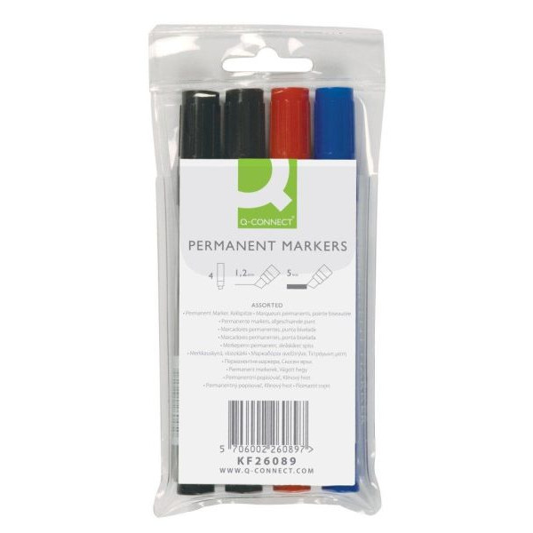 5706002260897 - Permanentmarker 4er Etui farbig sortiert 2-5mm Keilspitze 5706002260897 4 Stück