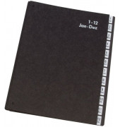 Pultordner KF04562, 1-12 / Jan-Dez, schwarz, A4, 12 F&auml;cher