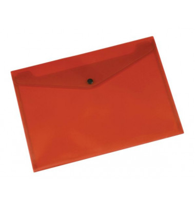 Dokumententasche - KF03594, A4 quer, transparent rot, Polypropylen (PP), Druckknopfverschluss