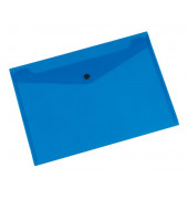 Dokumententasche - KF03596, A4 quer, transparent blau, Polypropylen (PP), Druckknopfverschluss