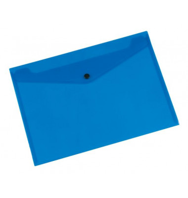 Dokumententasche - KF03596, A4 quer, transparent blau, Polypropylen (PP), Druckknopfverschluss