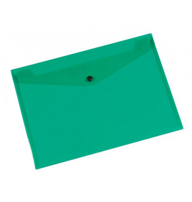 Dokumententasche - KF03597, A4 quer, transparent gr&uuml;n, Polypropylen (PP), Druckknopfverschluss