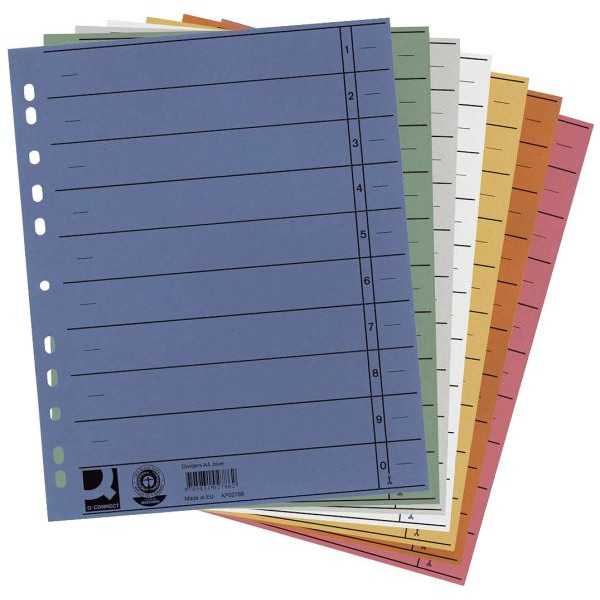 5706002006426 - Trennblätter KF00642 A4 farbig sortiert 230g Recyclingkarton 5706002006426 Q-CONNECT 100 Stück