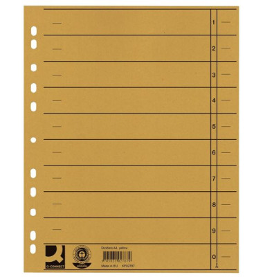 Trennblätter KF02787 A4 gelb 230g Recyclingkarton