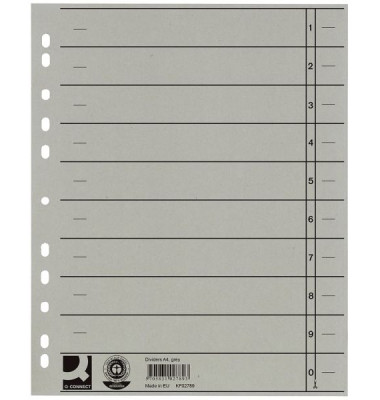Trennblätter KF02789 A4 grau 230g Recyclingkarton