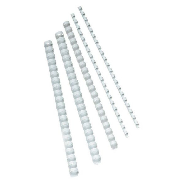 Q-connect Plastikbinderücken KF24052, US-Teilung, 21 Ringe auf A4, weiß, 14mm 5705831240520 Q-connect 100 Stück