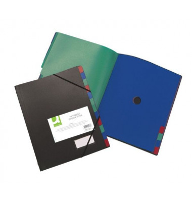 Ordnungsmappe KF01273, 12-teilig blanko, schwarz, A4, 12 F&auml;cher